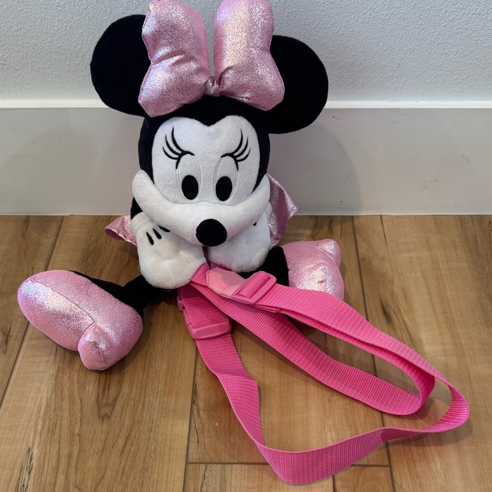 Pink and Black Plush MINNIE MOUSE Toy Backpack